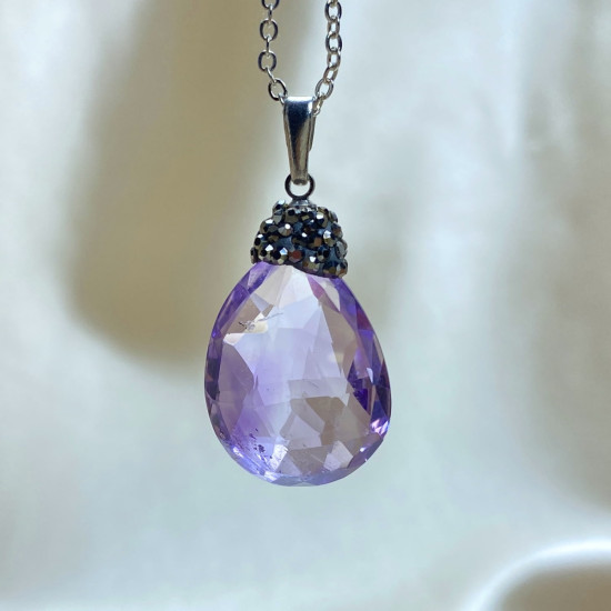 Ametrine Stone Facet Cut Pendant | Marcasite Embroidered Ametrine Stone Facet Cut Pendant | Marcasite Embroidered