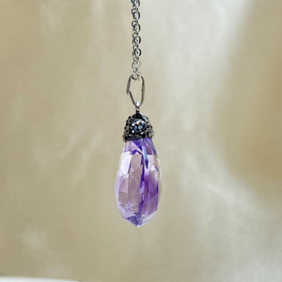 Ametrine Stone Facet Cut Pendant | Marcasite Embroidered Ametrine Stone Facet Cut Pendant | Marcasite Embroidered