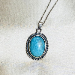Real Turquoise Stone Silver Pendant