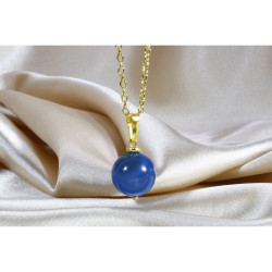 Blue Agate Pendant / Gold Plated Metal