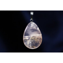 Pink Quartz Pendant / Drop Cut Real Natural Stone