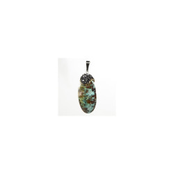 Turquoise (Turquoise) Natural Stone Pendant * Marcasite Embroidered