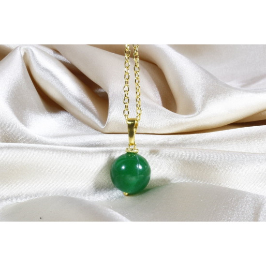 Green Agate Pendant / Gold Plated Metal