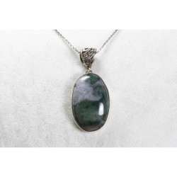 Mossy Agate Stone Pendant / Silver Pendant