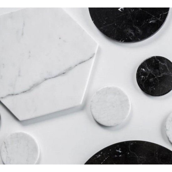 Nero Black Marble Serving PLate Hexagon Design Big Sİze