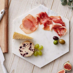 Carrara White Marble Serving Plate Hexagon Big Size