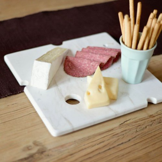 White Marble Cheese Serving Plate