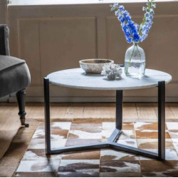 Carrara White Marble Coffee Table Round